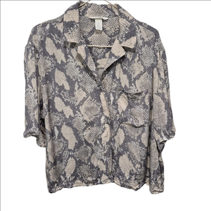 H&M Black and Cream Snake Print Blouse